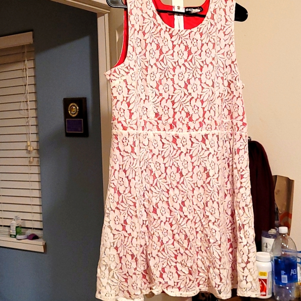 Pink and white lace dress
